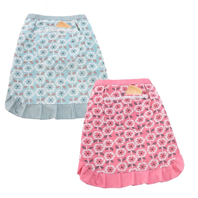 Delantal de media cintura de estilo corto, ropa de trabajo de cocina casera fresca y transpirable de lona, ropa de trabajo de catering