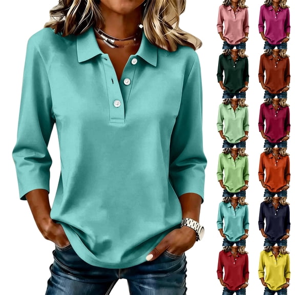 Polo Shirts for Women Golf Button Collared Summer Short Sleeve Tops Lightweight Work Polo Shirt Womens Blouses,3XL