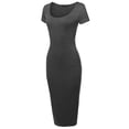 thumbnail image 3 of FashionOutfit Women's Solid Scoop Neck Double Layer Short Sleeves Body-Con Dress, 3 of 5