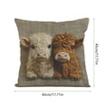 thumbnail image 3 of Highland Cow Pattern Pillow Cover, Imitation Embroidery Sofa Cushion, Linen Feel Cushion Cover 17.71x17.71 Inch, Rustic Home Decor for Living Room Bed Chair, 3 of 6