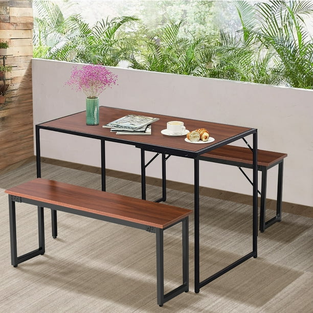 Dinaza Dining Table Set For 4 Persons 45 3in 3pcs Kitchen And 2 Benches Room Small Spaces With Chairs Home Furniture Rectangular Modern Com Dinaza Dining Table Set For 4 Persons, What Size Bench For 84 Inch Table