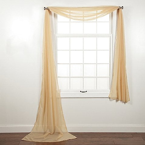 1 Pc Solid Gold Scarf Valance Soft, Sheer Swag Curtain Ideas