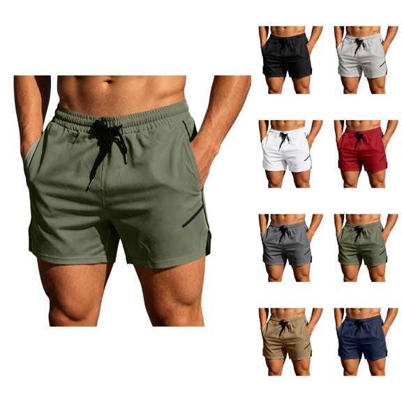 Gym Shorts Men Summer Elastic Waist Slim Fit Moisture Wicking Lightweight Athletic Workout Shorts with Pockets
