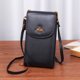 thumbnail image 1 of Funda de piel auténtica Monedero Bolso tarjetero con bandolera Negro brillar Electrónica, 1 of 1