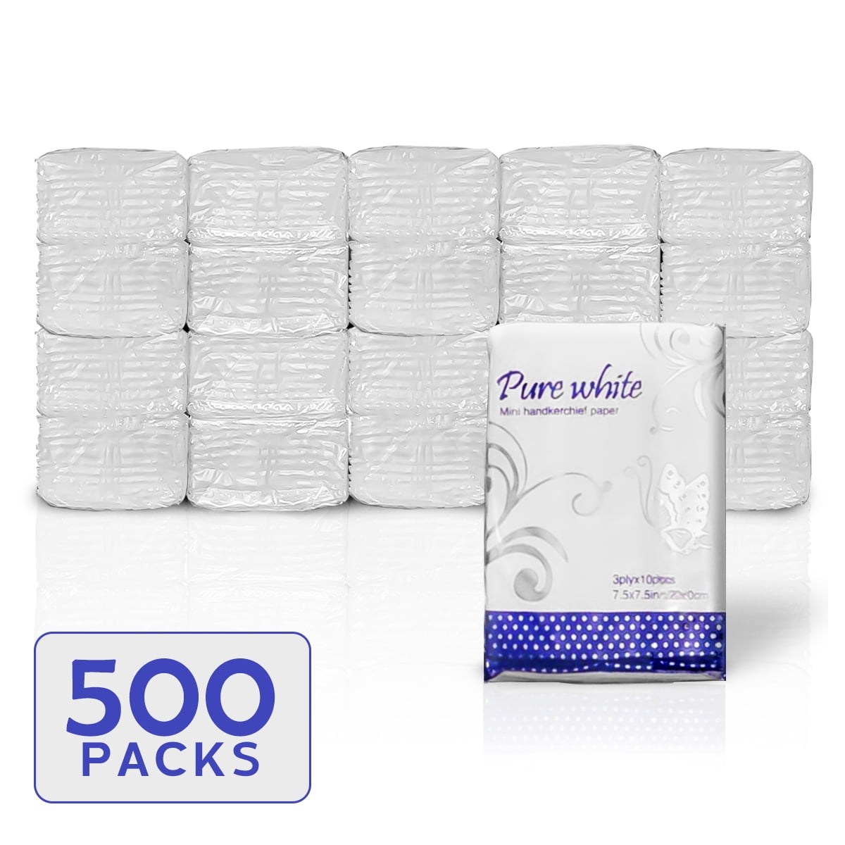 500 Packs 3Ply Pocket Pack Facial Tissues Included White Facial
