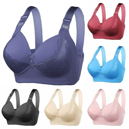 Fesfesfes Bras for Women Wireless Womens Bra Casual Lace Front Button Bra Plus Size Wirefree Bras High Support Bras for Women