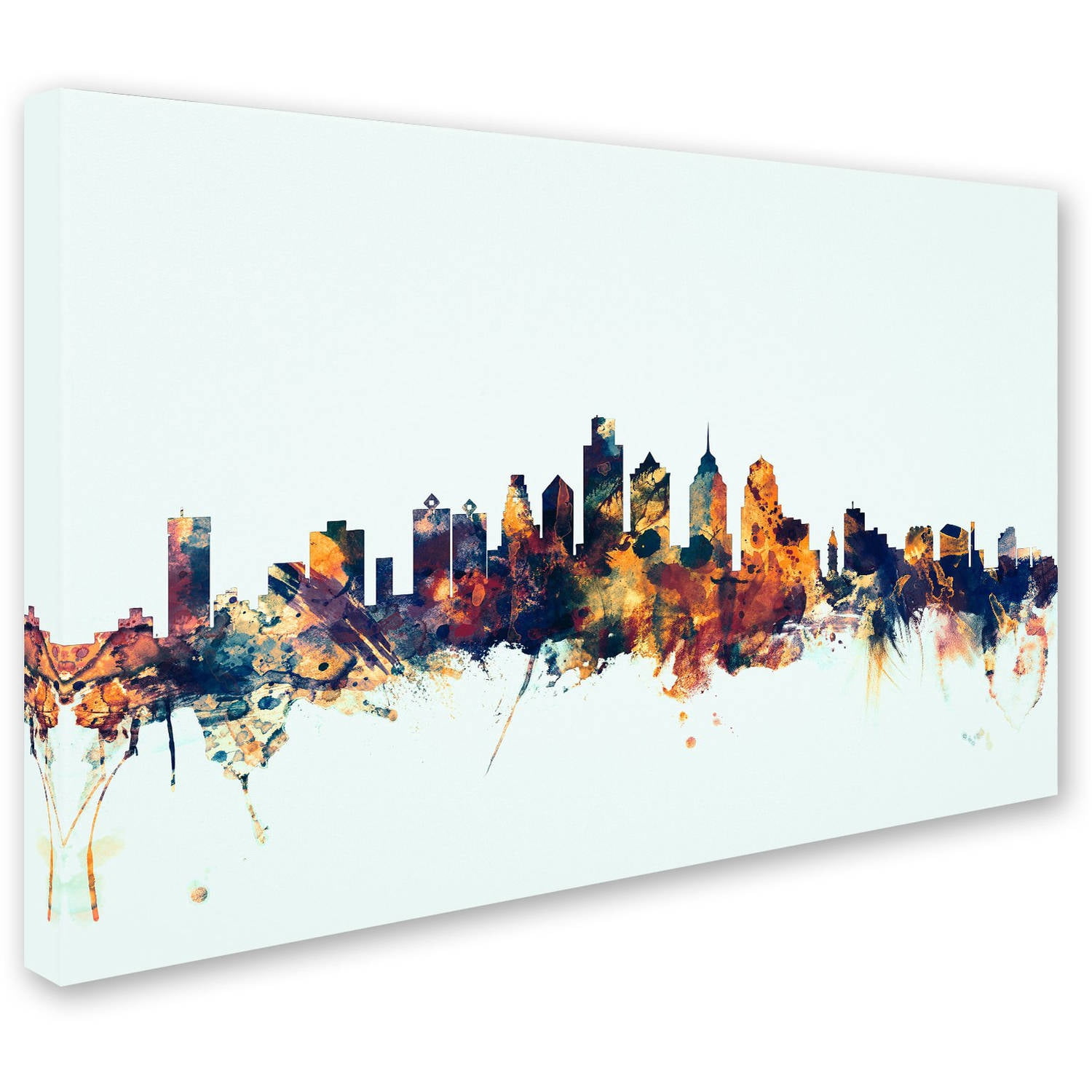 Trademark Fine Art "Philadelphia PA Skyline Blue" Canvas Art by Michael Tompsett