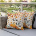 thumbnail image 3 of Outdoor Pillow Covers 18x18 Set of 2, Thanksgiving Waterproof Patio Throw Pillow Covers for Couch Sofa Chair, Orange White Pumpkin Maple Leaf Branches Decorative Pillowcases for Throw Pillows, 3 of 9