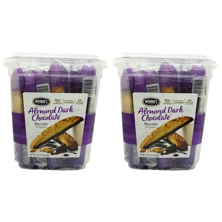 2 PACK | Nonni’s Biscotti, Almond Dark Chocolate, 1.33 oz, 25-count