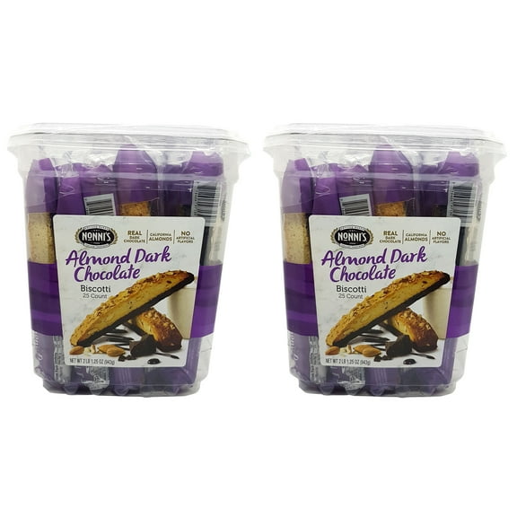 2 PACK | Nonni’s Biscotti, Almond Dark Chocolate, 1.33 oz, 25-count