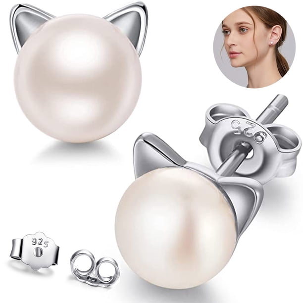 Pendientes de plata de ley 925 chapados en platino con perlas de agua dulce para mujeres y adolescentes Xemadio 221861-3