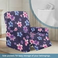 thumbnail image 4 of Renewold Plumeria Purple Blue Oversized Recliner Cover Fitted Lazy Boy Chair Cover 4 Pieces Universal Reclining Chair Cover for Standard Large Recliner with Storage Pocket, 4 of 8