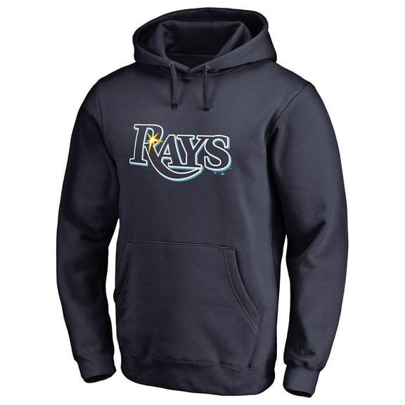 Men's Navy Tampa Bay Rays Official Logo Fitted Pullover Hoodie