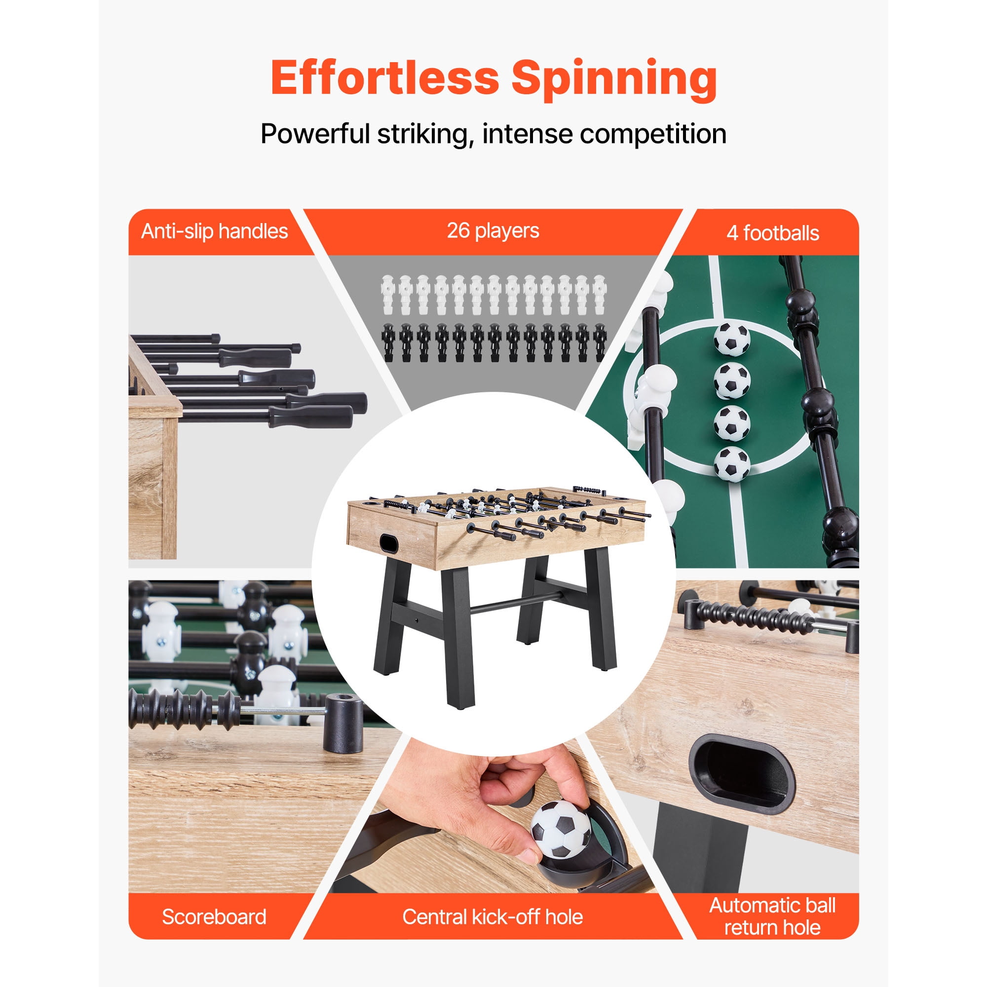 KFFKFF 55‑Inch Foosball Table, 1 x Foosball Table, 1 x Set of Accessories
