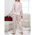 thumbnail image 6 of Women Valentine's Day Pajamas Set Long Sleeve Love Printed Satin PJ Sets Button-Down Pajama Sleepwear Loungewear, 6 of 7