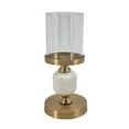 thumbnail image 3 of A&B Home Marble & Glass Pebble Hurricane - 5.1" x 5.1" x 11.2" - Gold/White, 3 of 5
