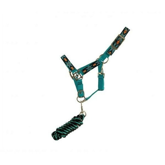 Showman Pony Southwest Design Turquoise Nylon Halter w/ Lead