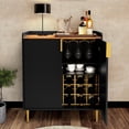 thumbnail image 1 of Ourlova Side board Buffet Cabinet with Fluted Texture Modern Coffee Bar Cabinet with Wine Rack Drawers Black Liquor Cabinet for Kitchen Dining Room Living Room, 1 of 5