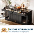 thumbnail image 5 of 71" Dog Crate TV Stand for 2 Large Dogs, Extra Large Double Dog Kennel Furniture with 2 Drawers and 2 Lockable Sliding Doors, Wooden Furniture Dogs Crate for Indoor Home Living Room, Black, 5 of 7