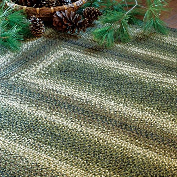Homespice Decor 511744 20 x 30 Po. Tapis Tressé Rectangulaire en Jute à Motif de Cône de Pin - Vert, Crème et Gris