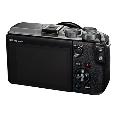 Canon - EOS M6 Mark II Mirrorless Camera with EF-M 15-45mm Lens and EVF-DC2 Viewfinder - Silver