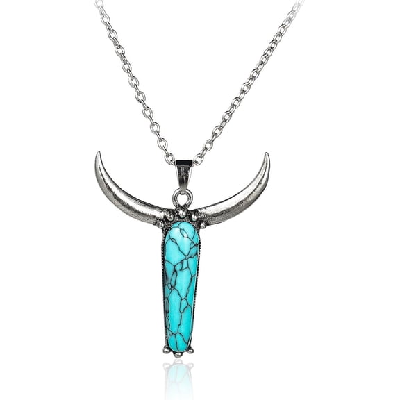 Natural Turquoise Necklace Boho Bead Silver Cross Vintage Statement Pendant Necklace Handmade Turquoise Western Necklaces Jewelry for Women[f718]