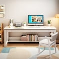 thumbnail image 2 of BALANBO Kids Study Desk with Chair, Wooden Study Table,  Writing Desk Computer Workstation, White, 2 of 7