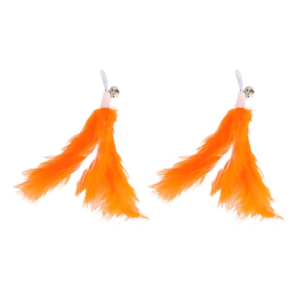 Repuestos de varita de plumas Unique Bargains de 2 piezas para interacción con mascotas, accesorios de recarga para varitas de gato para gatos de interior y exterior en naranja y blanco