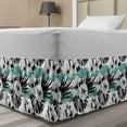 thumbnail image 1 of Floral Bed Skirt, Exotic Watercolor Hibiscus Flower Graphic Art Print Tropical Inspired Boho, Elastic Bedskirt Dust Ruffle Wrap Around for Bedding Decor, 4 Sizes, Grey White Teal, by Ambesonne, 1 of 2