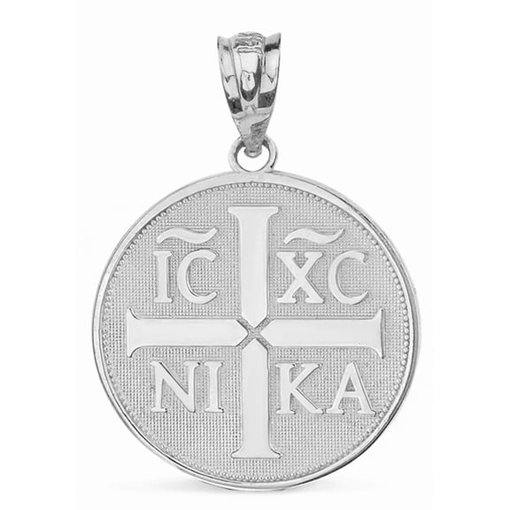 .925 Sterling Silver Christian Symbol "ΙϹ ΧϹ ΝΙΚΑ" Jesus Christ Conquers Pendant Necklace (Pendant Only)