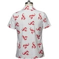 thumbnail image 4 of Men's Kramer Seinfeld Lobster Shirt Button-Up White Shirt Short Sleeve Hawaiian Shirts, 4 of 9