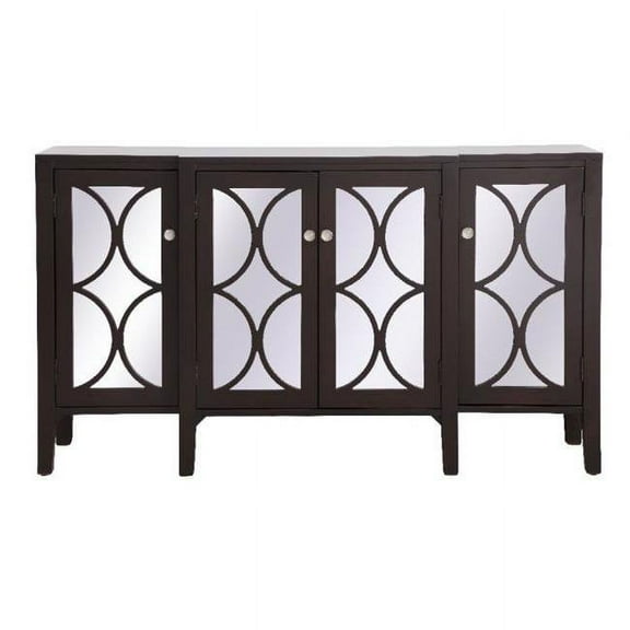 Elegant Decor Modern 4 Door 72" Accent Sideboard in Hand Painted Dark Walnut