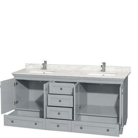 Marble Vanity Units For Bathroom Wyndham Collection Acclaim 72 inch Double Bathroom Vanity in Oyster Gray, White Carrera Marble Countertop, Undermount Square Sinks, and No Mirrors ()