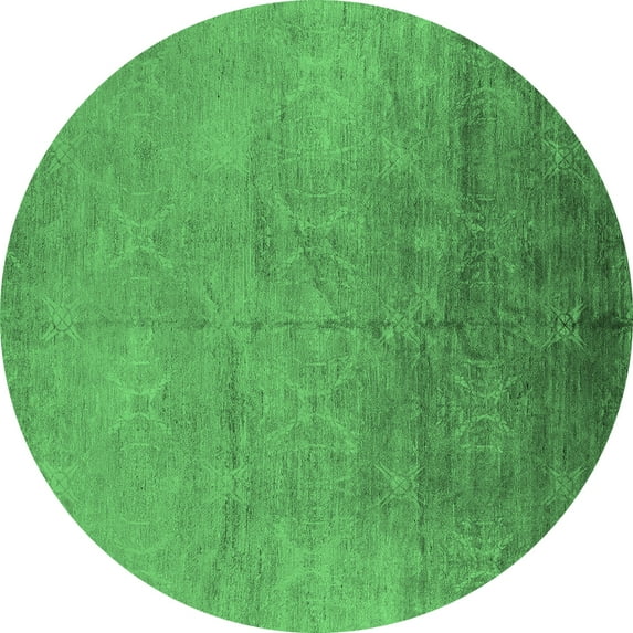 Ahgly Company Indoor Round Oriental Emerald Green Industrial Area Rugs, 5' Round