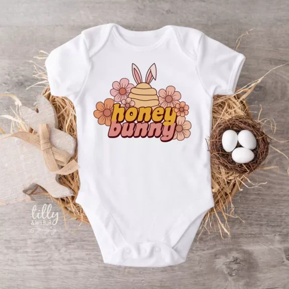 Honey Bunny 1St Easter Baby Bodysuit Cute Baby Onesie, BABY BODYSUIT LAT 4424