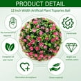 thumbnail image 3 of Artificial Topiaries Balls with Pink Flower : 12 Inch Topiary Balls Artificial Outdoor Decor,Artificial Boxwood Ball Plants Outdoor for Courtyard, Hallway, Park,Wedding (Pink), 3 of 8