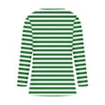 thumbnail image 5 of CLOISE Womens Tops Fall Cute Striped Shirts Round Neck Long Sleeve Blouses Oversized Pleated Colorblock Basic Tees Flowy Clothes Green S, 5 of 6