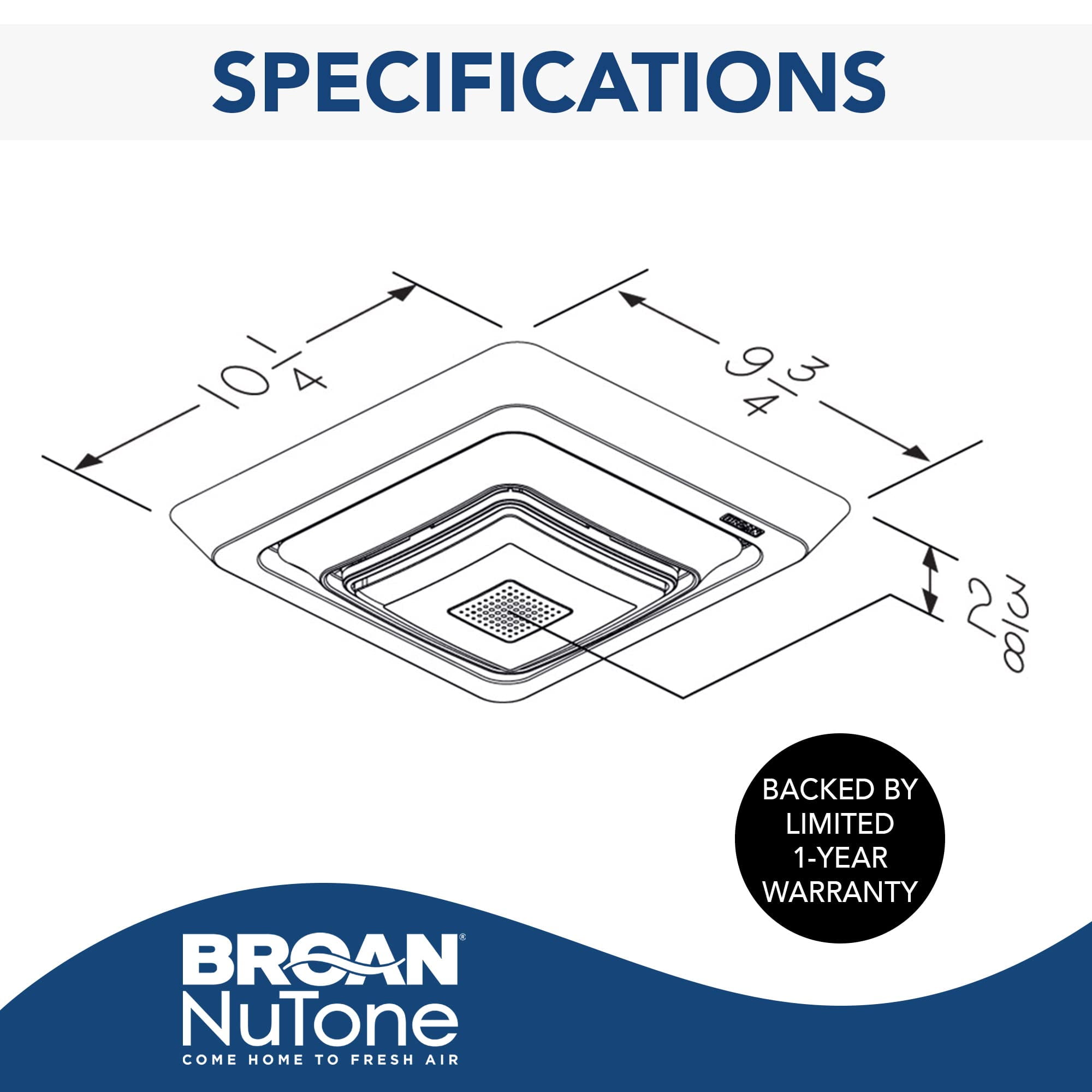 Broan Bluetooth Ceiling Mounted Ventilation Fan, White