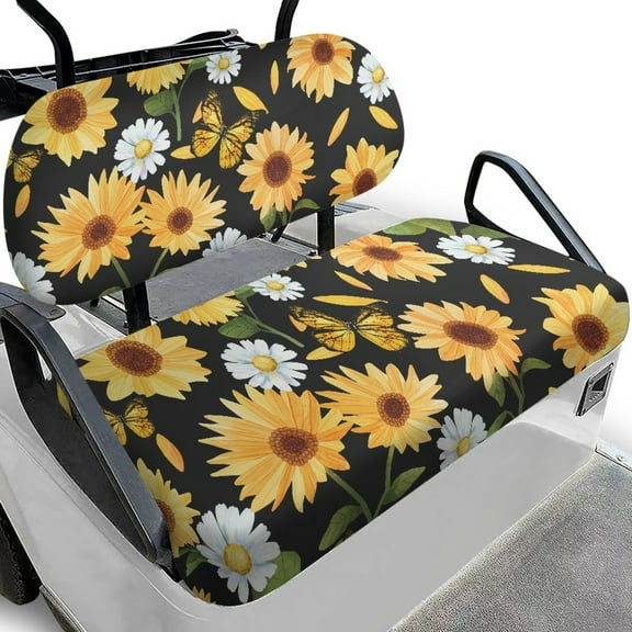 Yuyamidu Sunflower Golf Cart Seat Covers 2 PCS Daisy Golf Cart Backrest Seat Cover for 2-Person Seats Club Car Accessories Set, Butterfly
