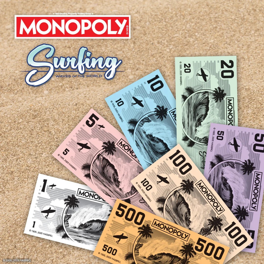 Monopoly: Surfing Waves of The World Board Game ? Buy, Sell, Trade Iconic Surf Spots Like Pipeline & Superbank, 6 Custom Beach-Themed Tokens, Family Game for Beach Sports Fans & Collectors, Ages 8+