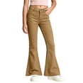 thumbnail image 2 of OGLCCG Girls Flare Pants School Uniform Pants for Girls Kids Twill Bell Bottoms with Pockets,Back To School,Size 15,Brown, 2 of 7
