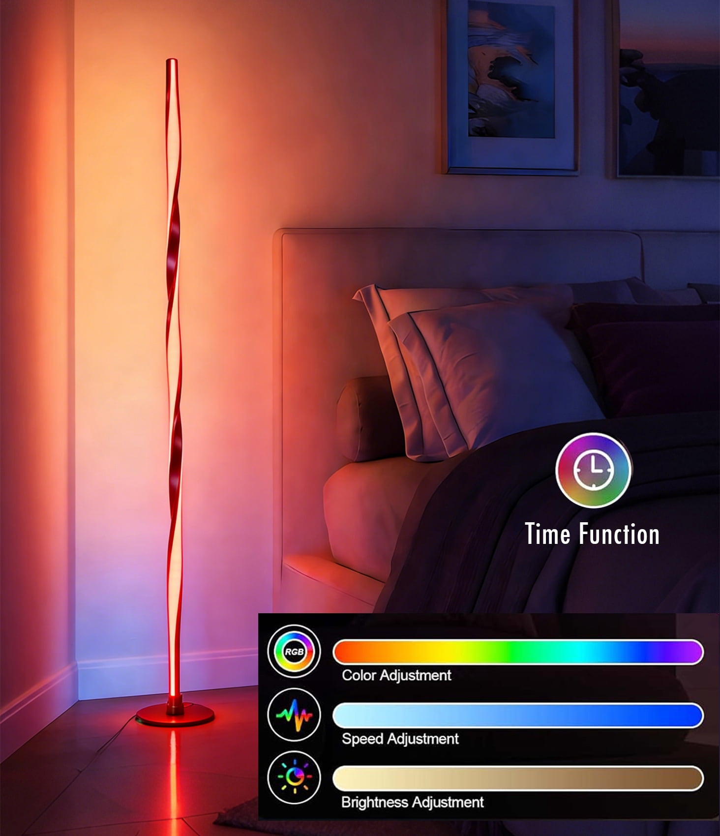 Smart RGBWIC Floor Lamp Modern Gold Floor Lamp with Music Sync and 16 Million DIY Colors