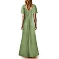 thumbnail image 3 of UPPADA Women's Wedding Guest Evening Party Maxi Dress Plus Size Cocktail Dresses V Neck A-Line Elastic High Waist Dress Pleated Chiffon Maxi Plus Size Formal Dresses Green,XXXXL, 3 of 6