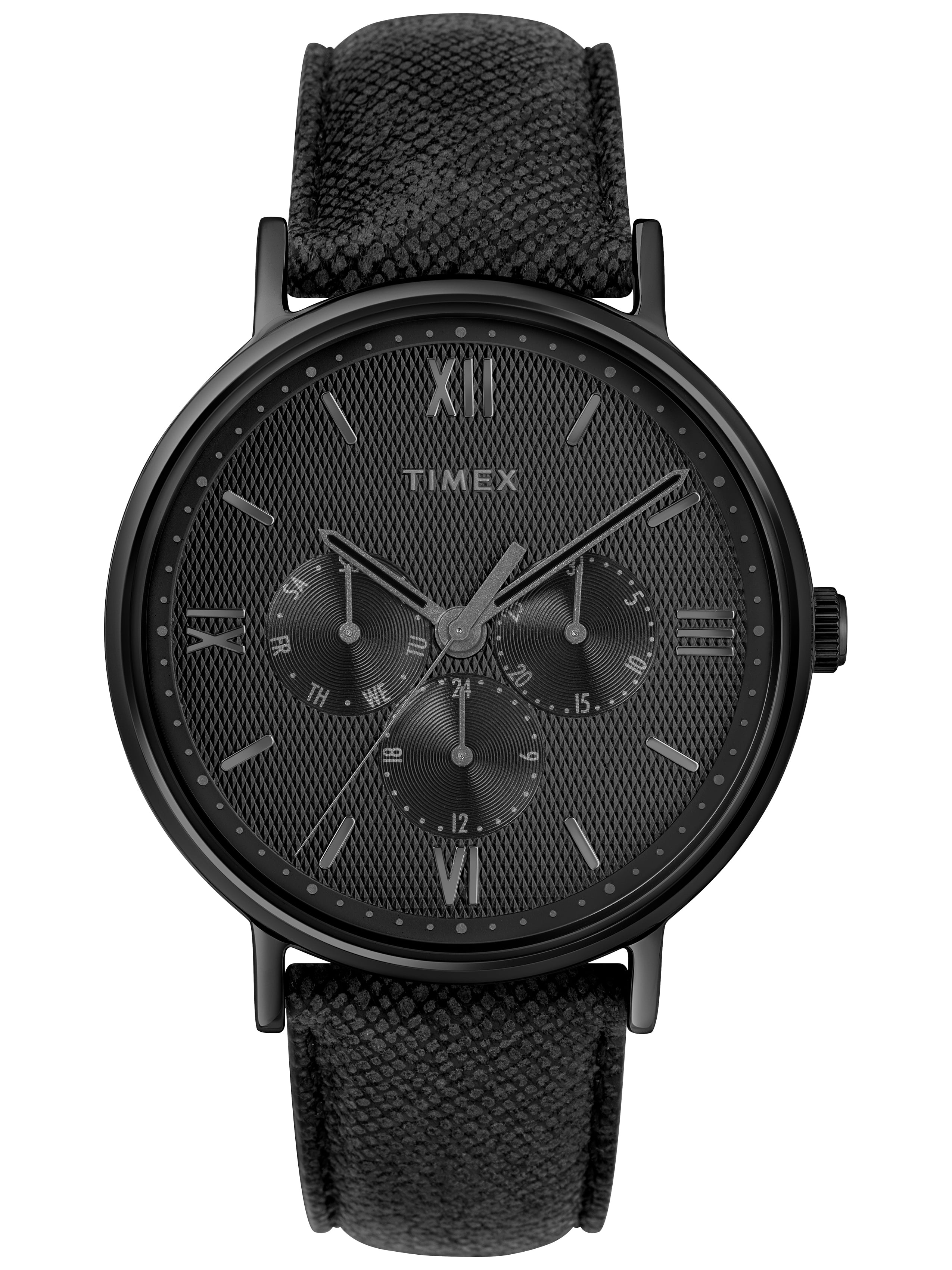Timex - Timex Men's Southview 41mm Multifunction Black Leather Strap ...