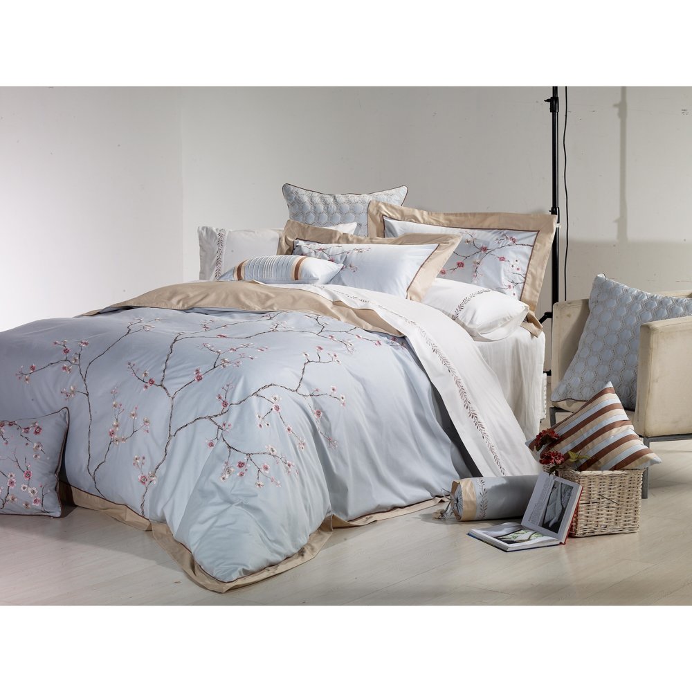 Melange Home Broderie ensemble housse de couette Collection Sakura