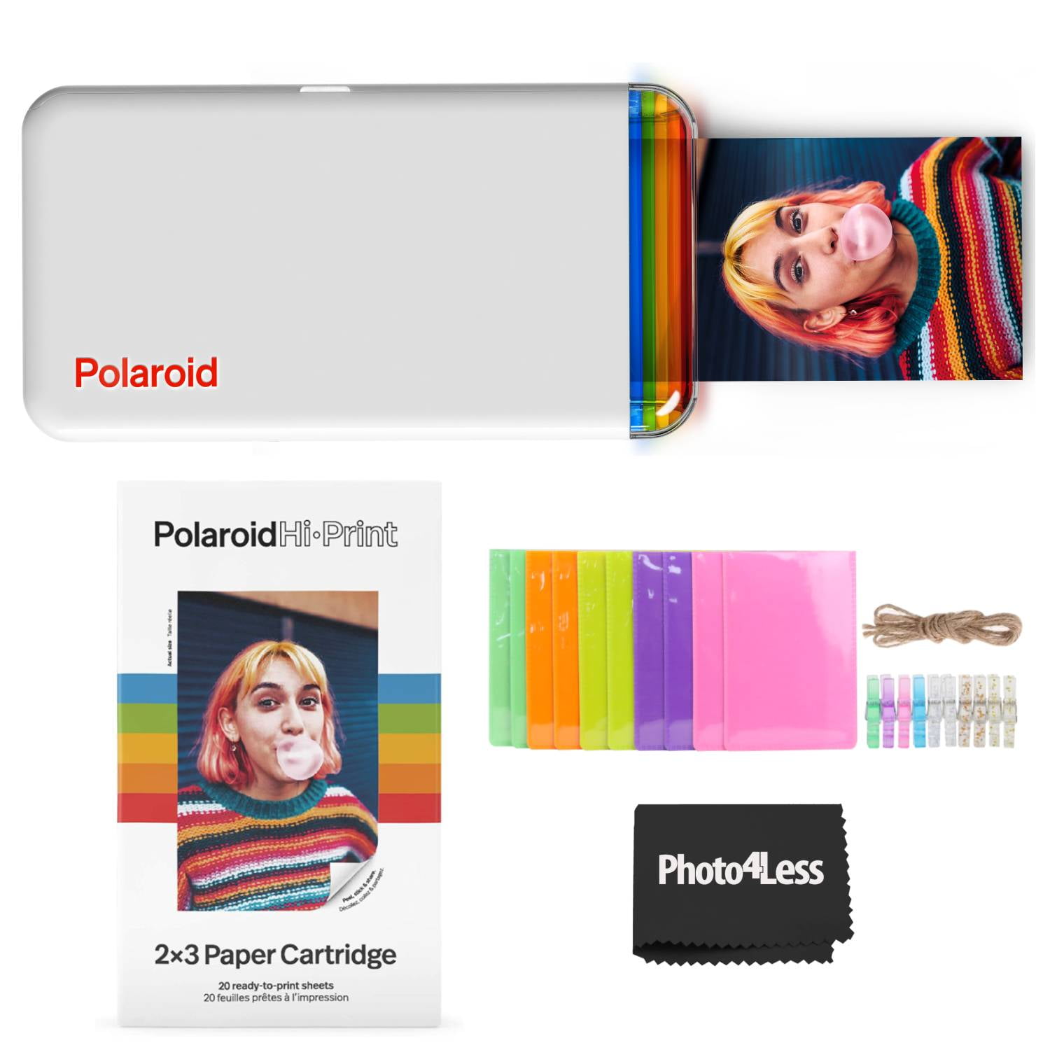 Polaroid ZIP Mobile Printer Gift Bundle + ZINK Paper (30 Sheets) + 8x8  Cloth Scrapbook + Pouch + 6 Edged Scissors + 100 Sticker Border Frames +  Color Gel Pens + Hanging Frames + Accessories