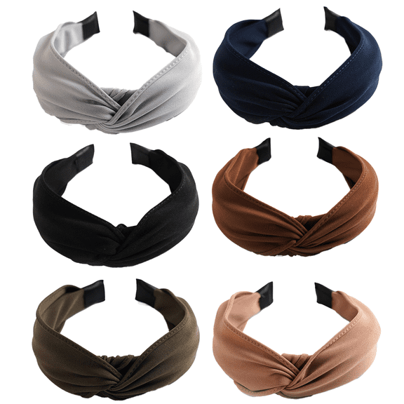 6PCS Top Knot Headband for Women Wide Knotted Headbands Twist Turban Headwrap Elastic Hair Band Fashion Hair Accessories,shape2