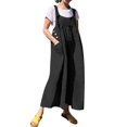 thumbnail image 1 of Gibobby Mono Corto Informal Pantalones de pierna ancha sueltos casuales de color sólido para mujer Mono de tirantes de tamaño(Negro， M), 1 of 4