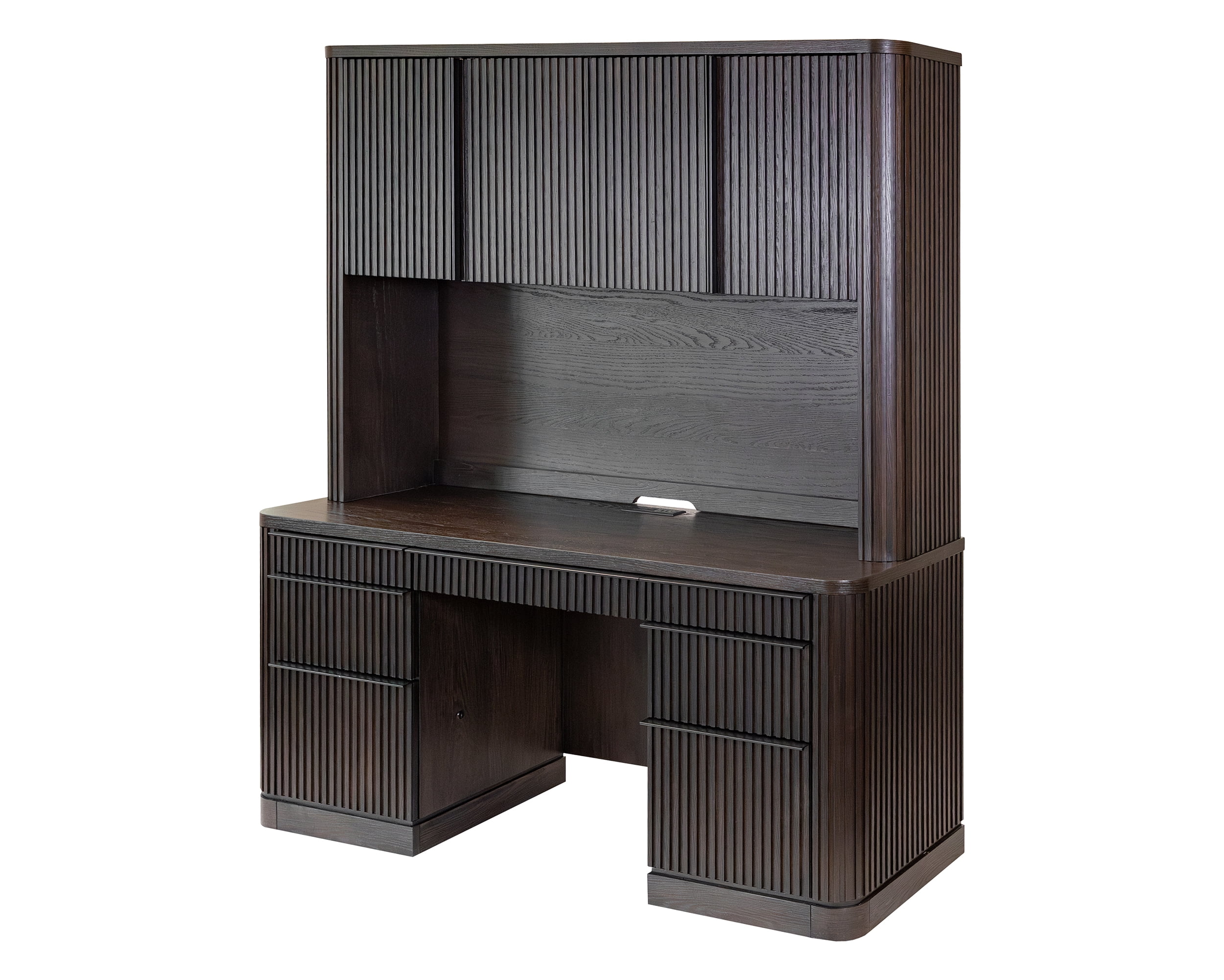 Executive Credenza and Hutch Office Desk Fully Assembled Dark Chocolate