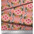 thumbnail image 3 of Soimoi Crepe Silk Fabric Floral,Hummingbird & Squirrel Animal Print Fabric by Yard 42 Inch Wide, 3 of 3